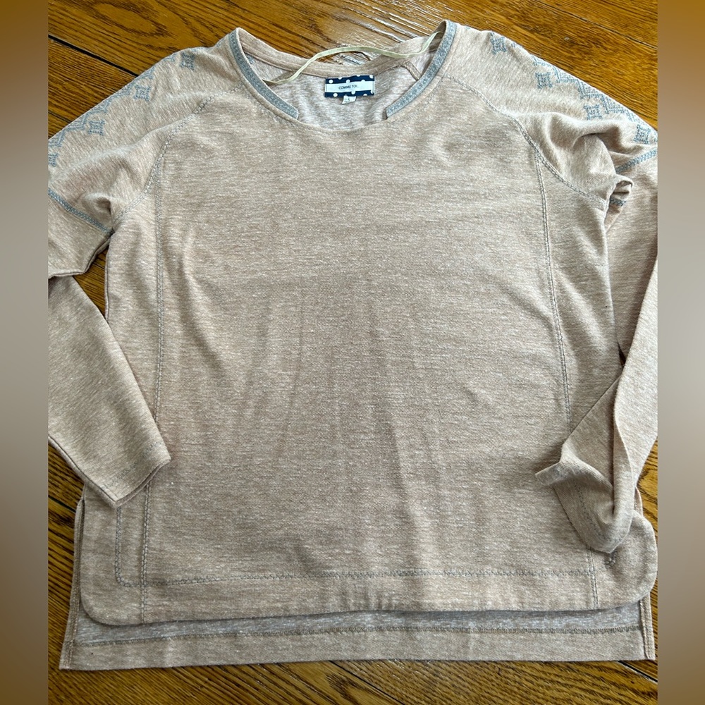 Comme Toi long sleeve top.  Tan.  Good condition.  Size Large